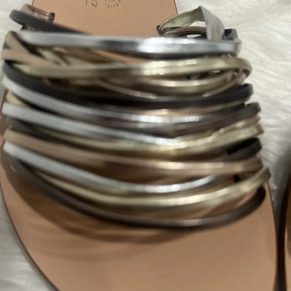 Moda Positano size 6 multi color metallic slides NWT